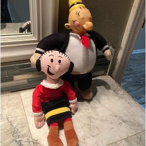 VTG 2000 Popeye's Wimpy Doll & 1999 Olive Oil Plush Doll Collectibles